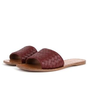 Bottega Veneta Merlot Intrecciato Leather Flat Slides Size 39.5
